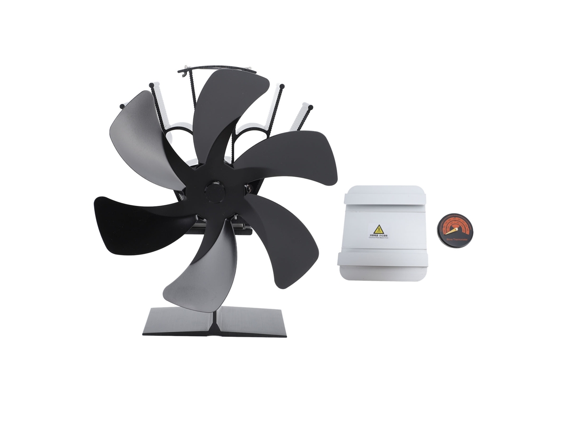 Ventilador Laxiscreed Para Lareira Vertical Com 6 Pás, Painel Isolante Térmico E Termómetro