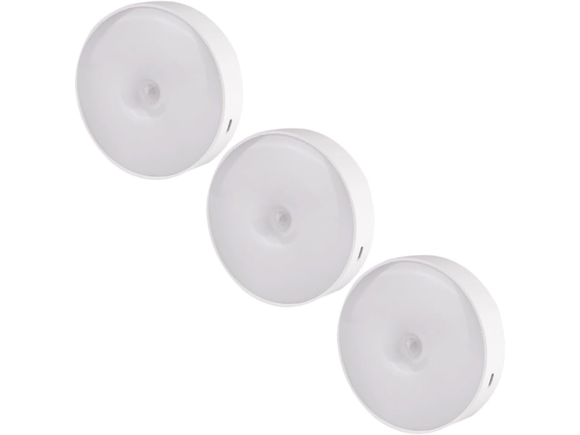 Luminária De Led Com Sensor Presença Gleavi 3 Peças Para Quarto
