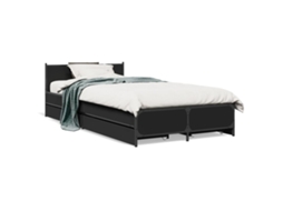Bed Frame, Bed Frames Vidaxl Preto Madeira Processada (75 X 190 Cm)