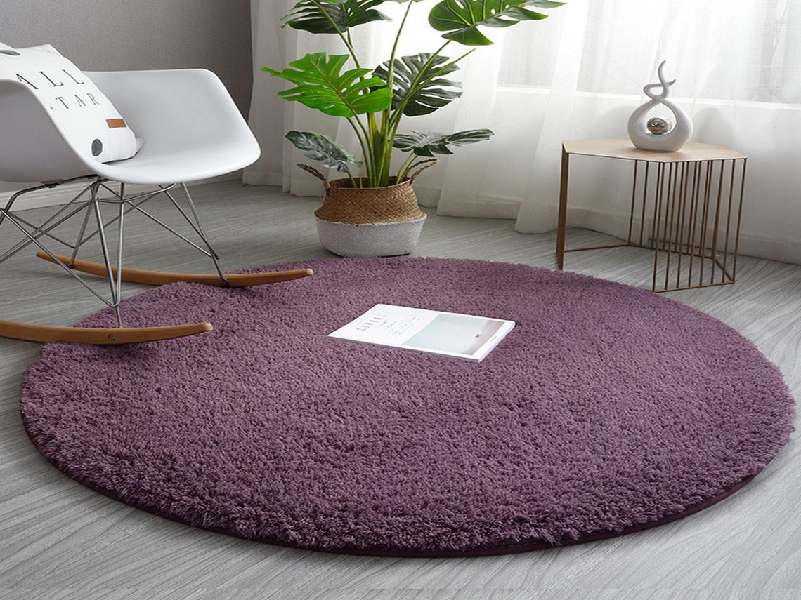 Lurelia Tapete Redondo Infantil Antiderrapante Lavável Macio Látex Cinza Roxo Sala Quarto R261