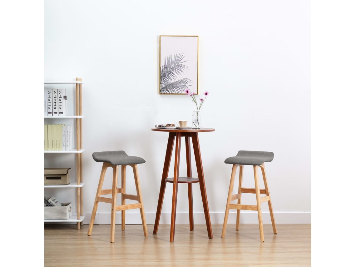 Vidaxl Cadeiras De Bar 2 Pcs Tecido Cinzento-escuro