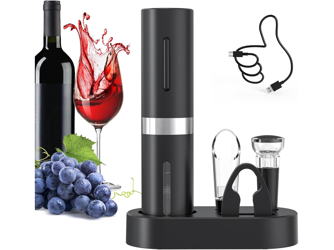 Abridor De Vinho Elétrico Automático, 5 Em 1, Recarregável Com Cortador De Lacre, Aerador