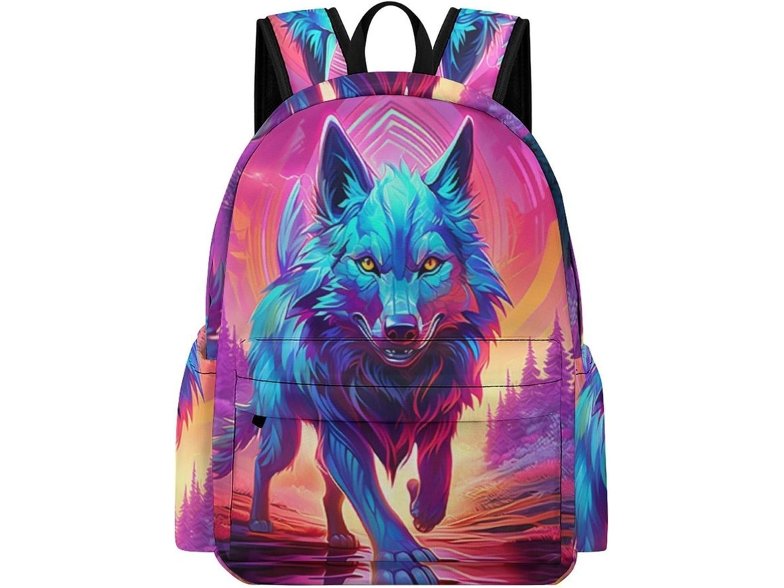 Mochila Com Estampa Lobo Para Meninas Adolescentes De 10 16 Anos, Escolar De Animais Meninos Adolescentes,