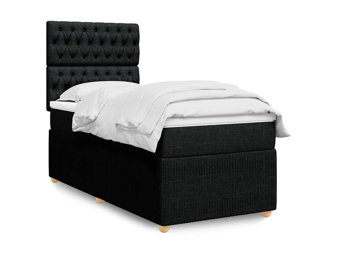 Vidaxl Cama Com Molas/colchão 100x200 Cm Tecido Preto