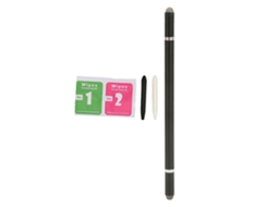 Raum-caneta Estilo Preta 4 Em 1 Multifuncional Com 2 Ponta De Fibra Para Celular E Tablet