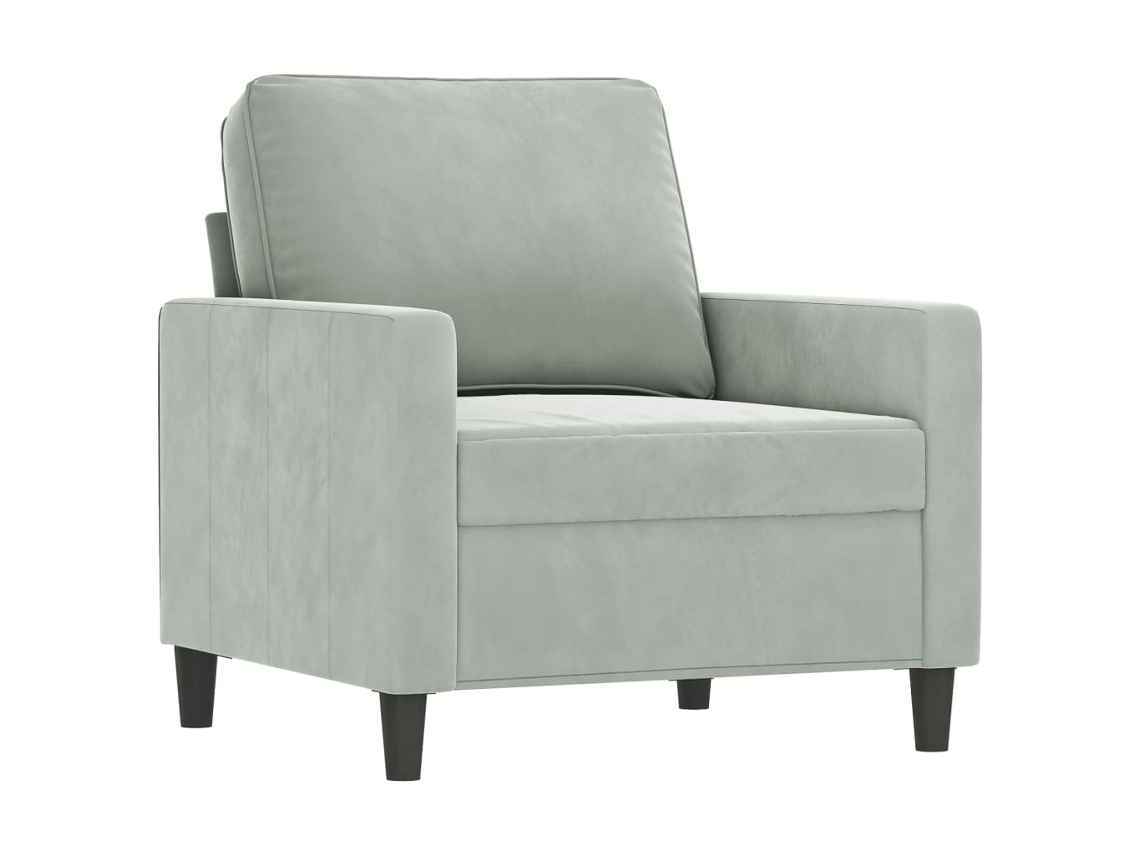 3 Pcs Conjunto de Sofás com Almofadas Veludo Cinzento claro SYFAX