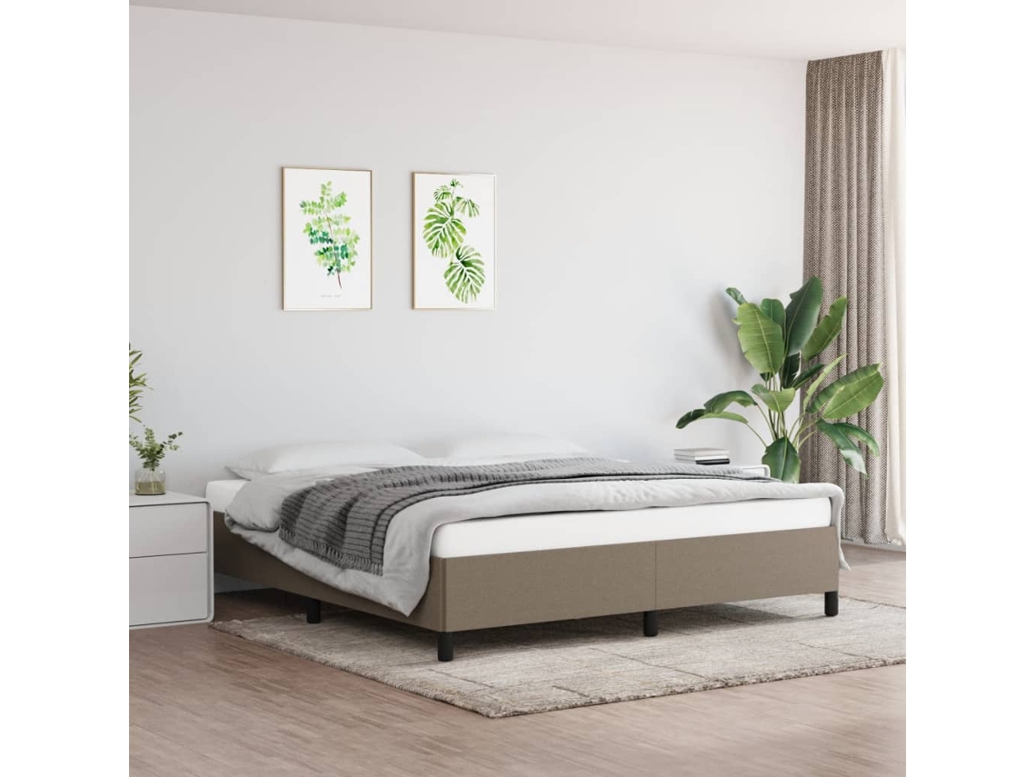 Vidaxl Cama Sem Colchão 160x200 Cm Tecido Castanho-acinzentado