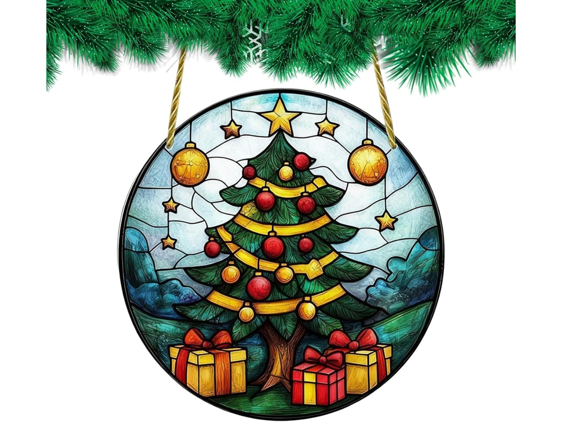 Enfeite de Natal em Acrílico 2d para Pendurar na Janela, Decoração Natalina para Quarto, Escritório, Porta de Entrada, CHABERLU