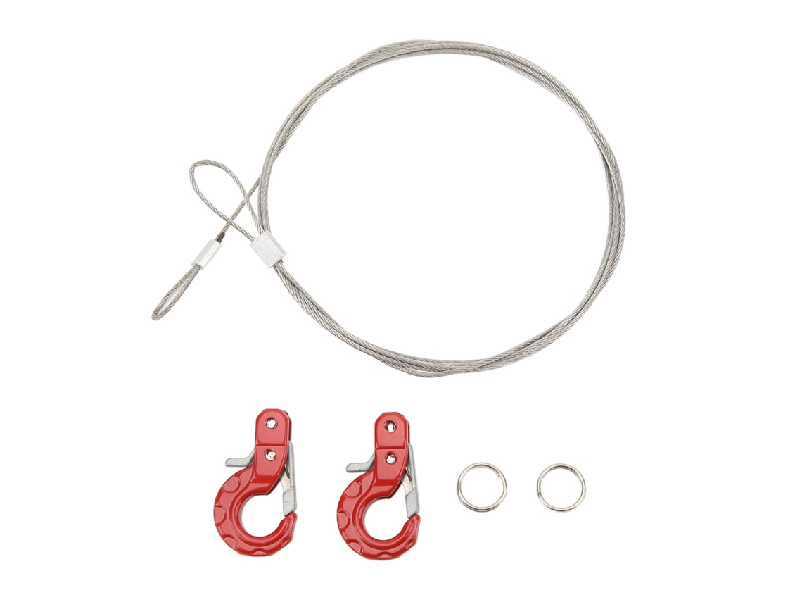 2pcs Gancho De Reboque De Metal Para Rc Em Liga De Alumínio Com Cadeia Leve Compacto Para Scx10 D90 Trx4 Vermelho