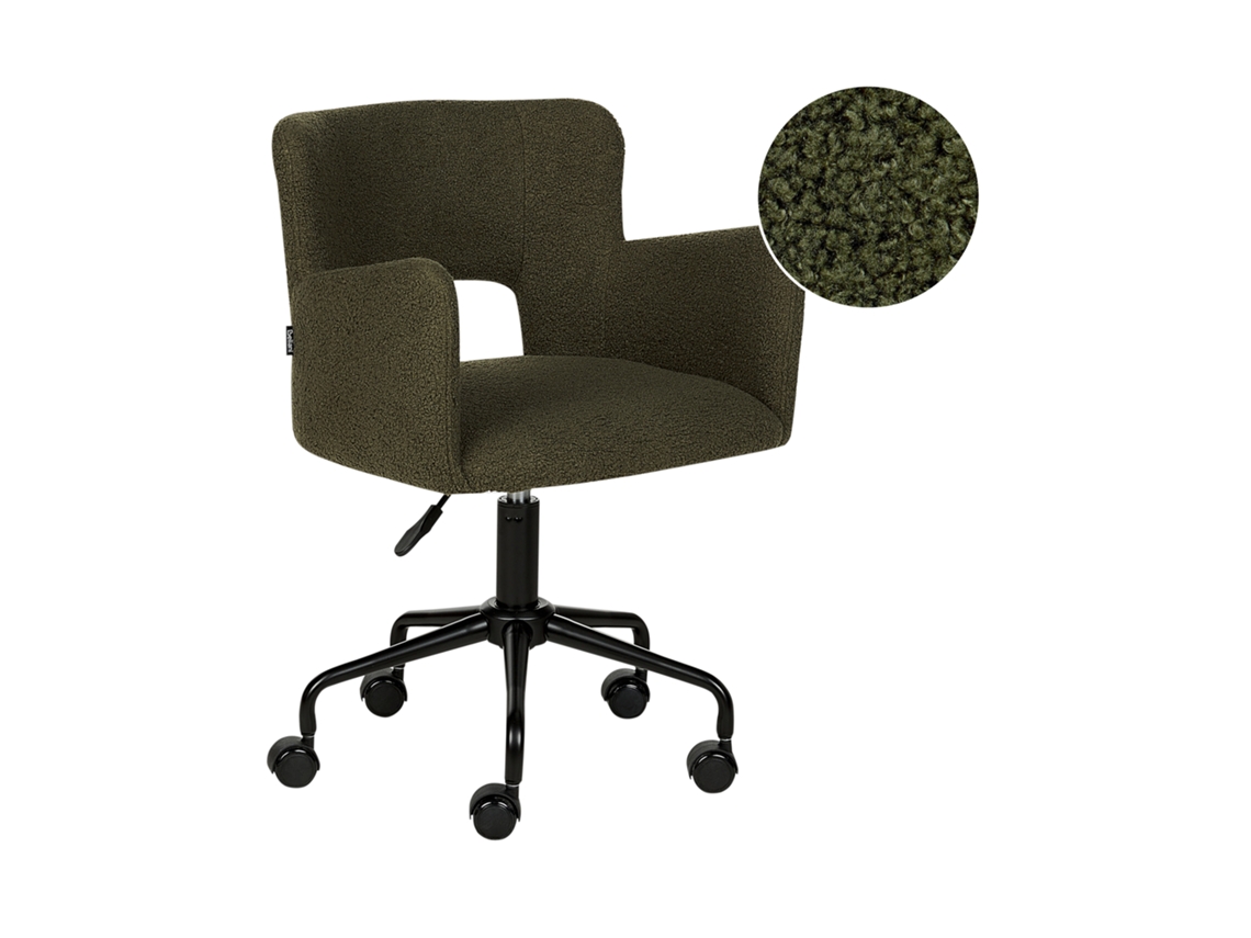 Cadeira Home Office BELIANI Sanilac Ii de Bouclé Verde Escuro 62x62x79