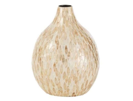 Vaso Design - J-LINE - Mosaico - 34cm - Bege - Bambu, Junco e Rattan