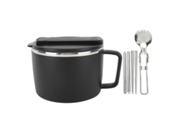 Tigela de Macarrão Inox 304 1200ml com Tampa e Talheres