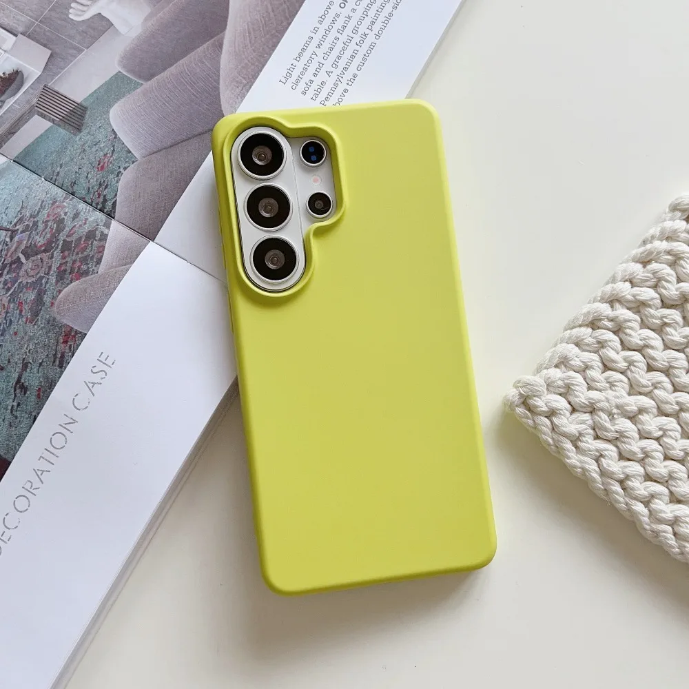 Capa De Celular Em Silicone Líquido (amarela, Galaxy S25 Edge), Capa Protetora Fosca E Macia À Prova De Choque.