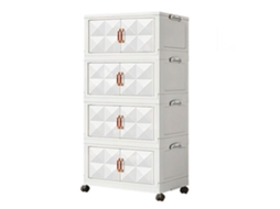 Caixa De Armazenamento Plástica, 4 Caixas De Armazenamento Dobráveis, Para Quarto, Sala, Cozinha, Branco Com Rodas Wevalley