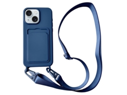 Correia Casa Marinho Para Iphone 15 Plus Silicone Com Porta-cartões Azul