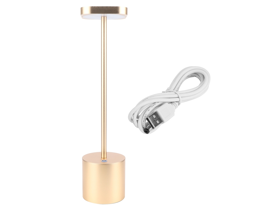 Lâmpada de Mesa Led Recarregável Usb Dourada para Bar, Sala de Estar, Decorativa, Ip54, 4400mah | S/MARCA