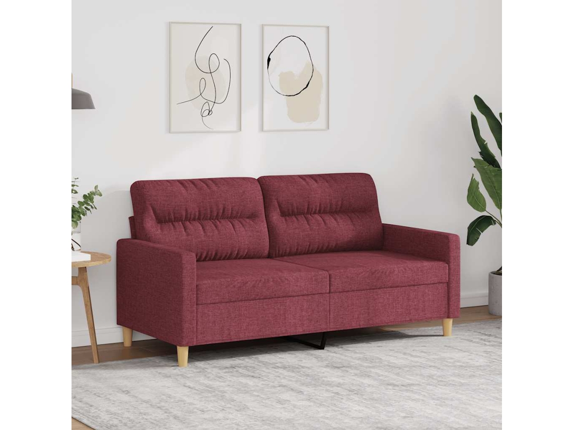 Vidaxl Sofá De 2 Lugares Tecido 140 Cm Vermelho Tinto