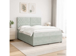Vidaxl Cama Box Com Led E Colchão Cinzento-claro 140 X 190 Cm Veludo