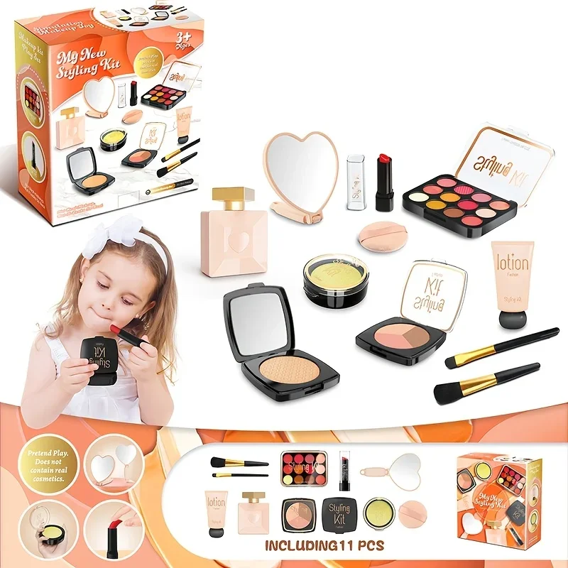 Conjunto De Maquiagem Infantil De Brinquedo (amarelo), Conjunto De Cosméticos Realistas.
