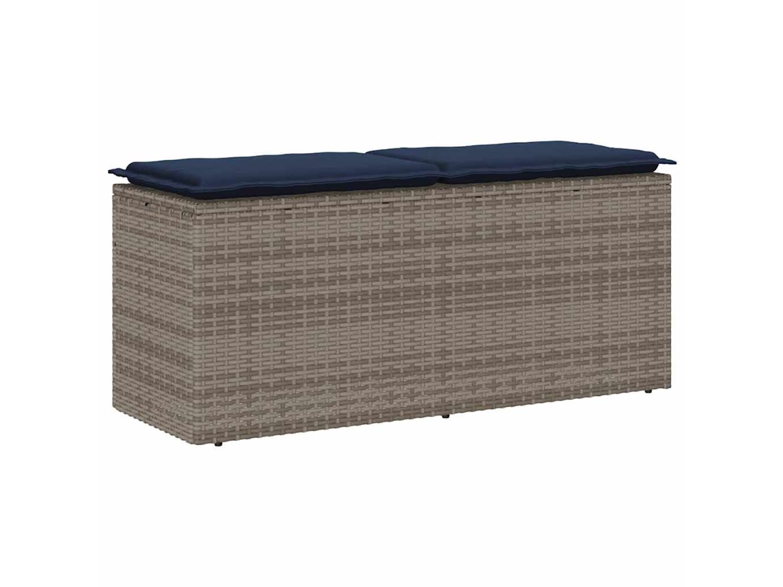 Vidaxl Banco De Jardim Com Almofadão 110x40x44 Cm Vime Pe Cinzento