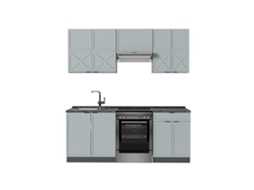 Cozinha Fame Line, 200cm, Pt Antracite, Azul Claro Cinza/antracite, Antracite, Vicco