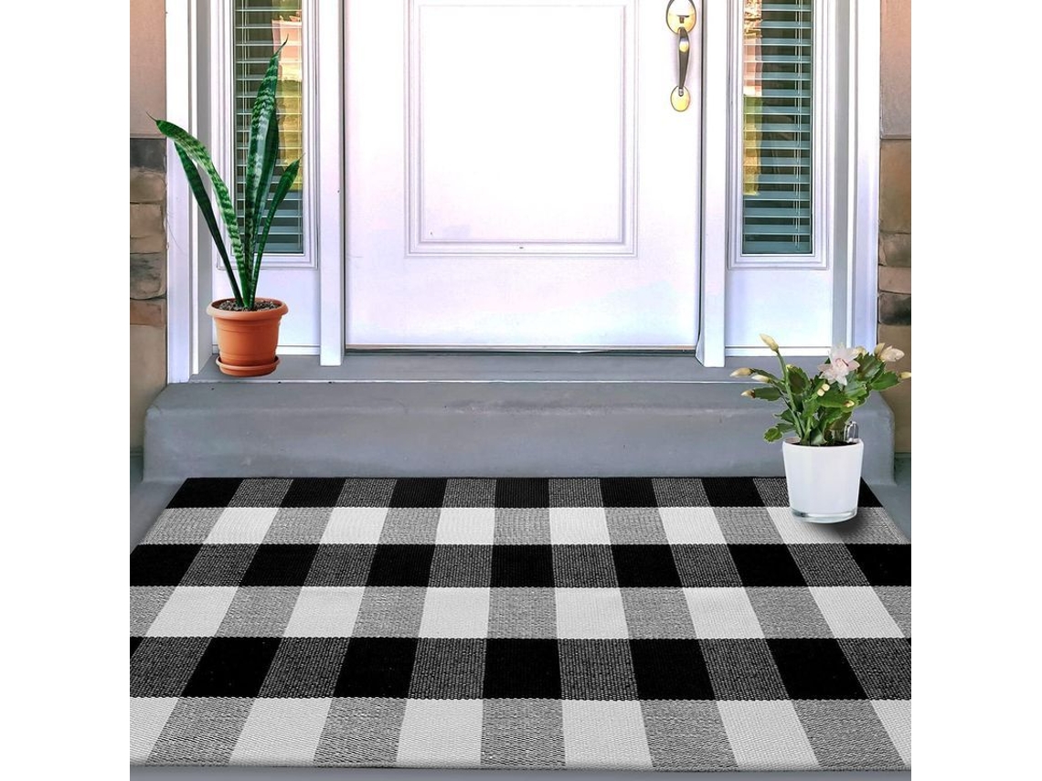 Tapete de Xadrez, Preto e Branco, 60x130cm S/MARCA