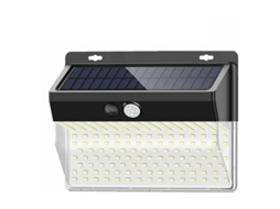 Lurelia Luminária Solar De Parede Com 206 Led, Sensor Pir, 3 Modos, Ip65, Recarregável, Preto, Para Exterior