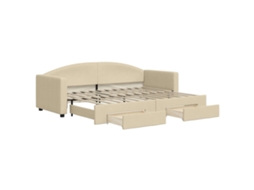 Daybed With Trundle, Daybeds With Trundles Vidaxl Creme Tecido (80 X 200 Cm)