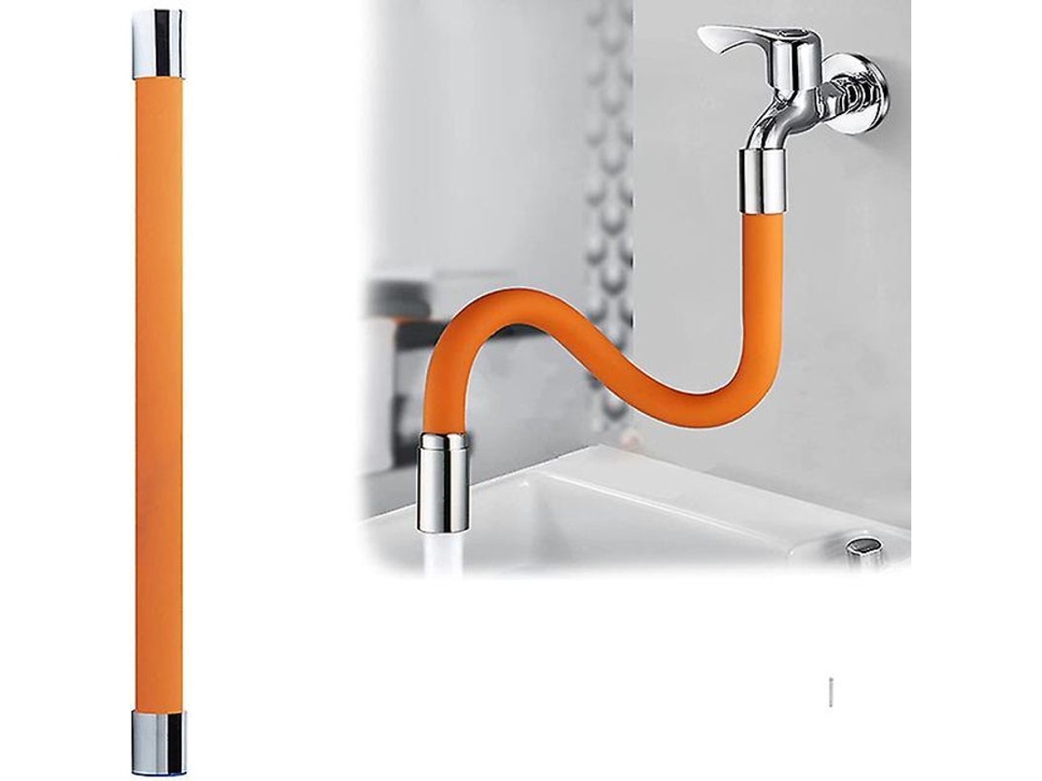Tubo De Água Rotativo 360° Com Aeração Anti-gotejamento, Inox E Silicone, Fácil Instalação Para Cozinha E Banheiro Laranja