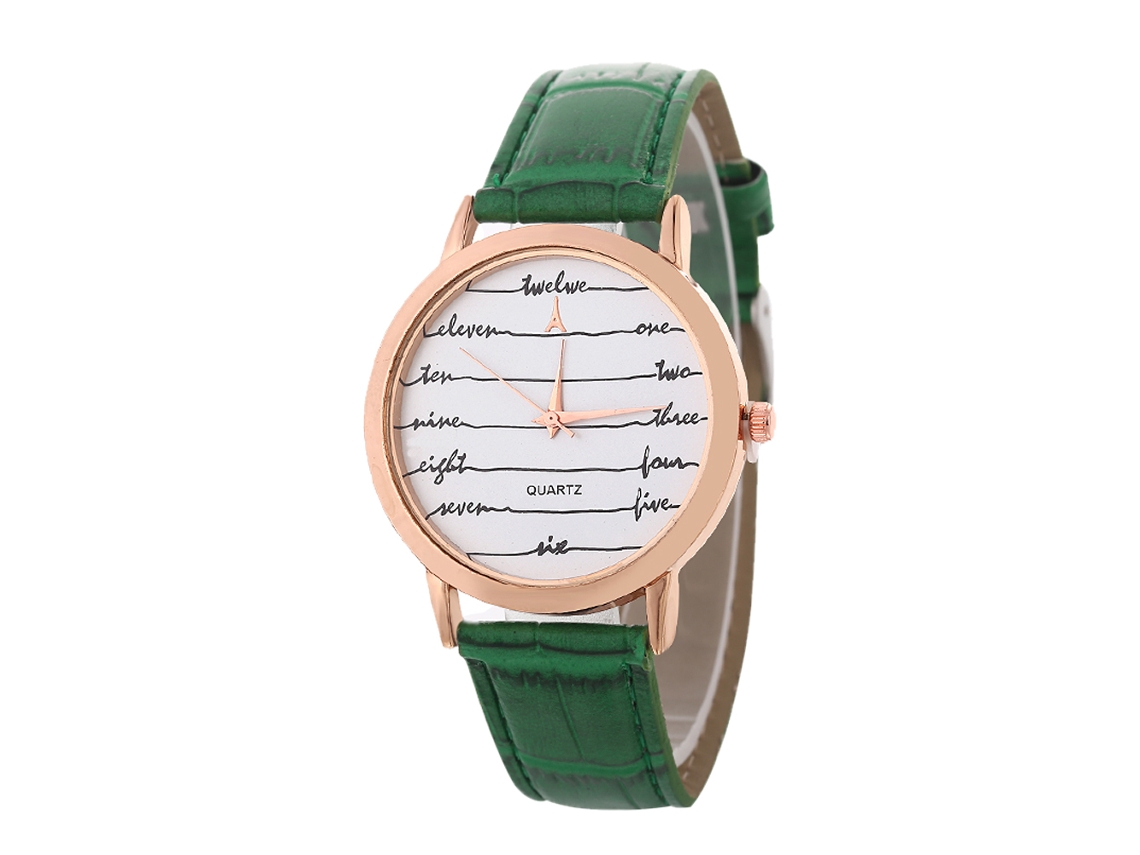 Reloj De Cuarzo Elegante Casual Unisex Pareja Regalo (verde)