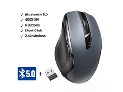 Rato Yizhood Botões Sem Fio Bluetooth5.0 4000dpi 6 Mute Para Macbook Tablet Laptops Computador Pc 2.4g Cinza
