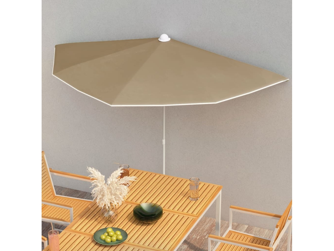 Guarda Sol | Para Sol | Toldo De Vela Semicircular Com Mastro 180x90 Cm Cinza Acastanhado Wsd920695 Lovely Home