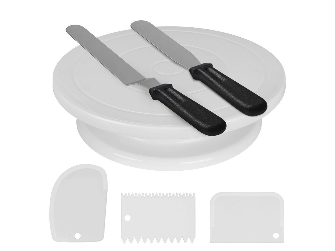 Prato Giratório Para Bolo Com 2 Espátulas De Glacê E 3 Niveladores De Glacê, Suporte Giratório Para Bolo, Decoração De Bolos White Baking Slowmoose