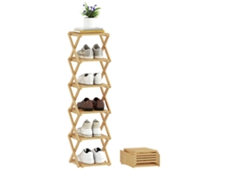Organizador de Sapatos com 6 prateleiras de bambu até 9 pares 30x29x108cm BTFORUS
