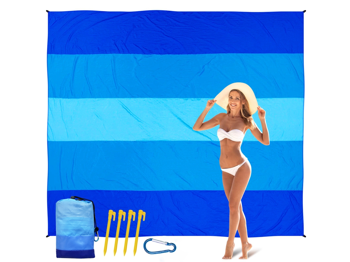 Tapete Praia 200x140cm ,rápida, Anti-areia Para Campismo, Piquenique E Viagens Em Família Azul/azul Claro Hexinyigjly