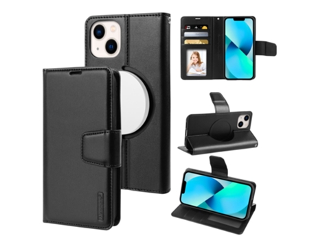 Capa Magsafe Para Iphone 14 Hanman Pele Sintética Magnética Preto