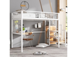 Cama De Ferro Infantil 90x200cm Com Mesa Armário E Escada Lateral