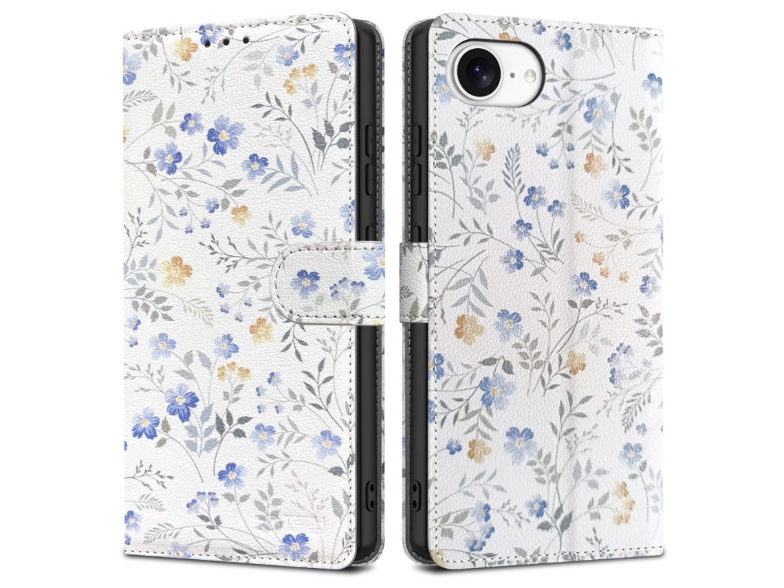 Capa Carteira TECH PROTECT Para Iphone 16e Flores De Primavera Com Função De Suporte