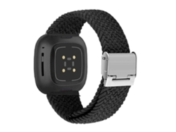 Bracelete Pulseira Entrançada Flexível para Fitbit by Google Versa Preto
