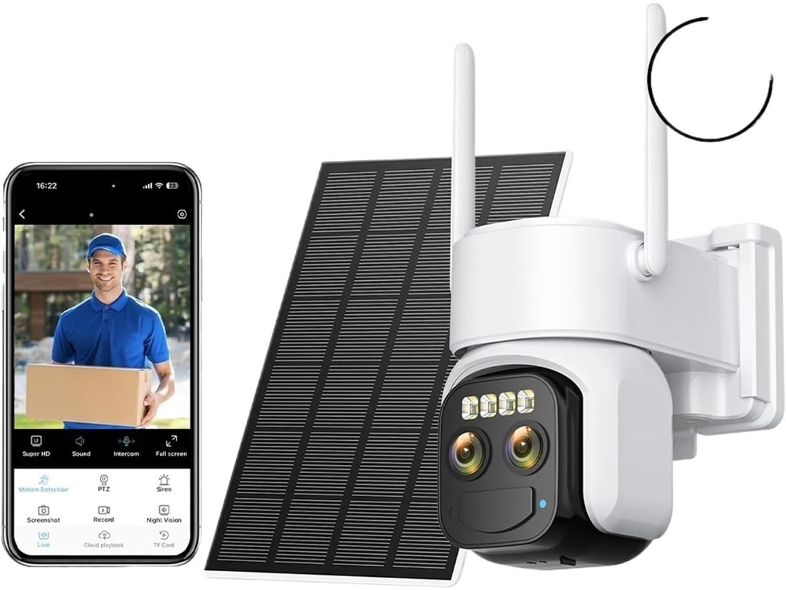 Câmera de Segurança Solar Sem Fio Hd 5k de 10 Mp com Zoom de 10x. SFUSHOS