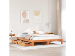 Cama De Casal | Camas Para Quarto | Cama Sem Colchão 180x200 Cm Pinho Maciço Castanho-mel