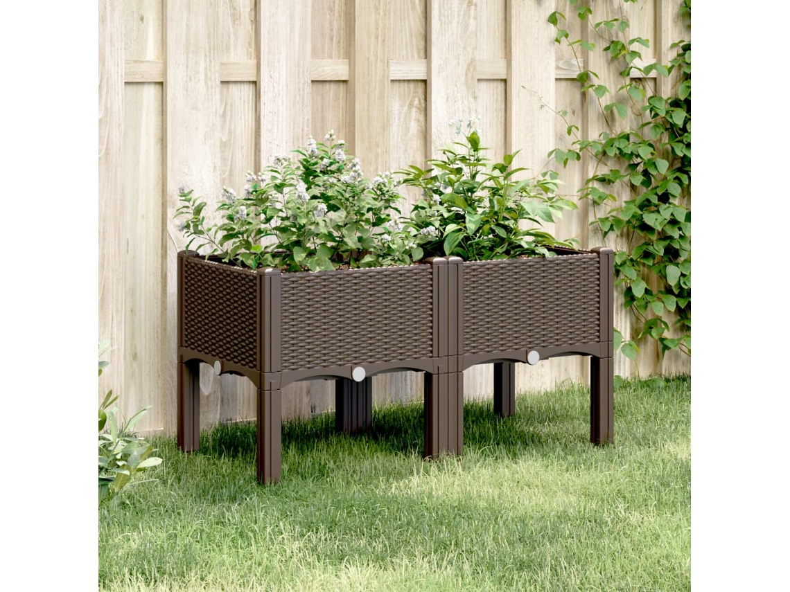 Vidaxl Vaso/floreira De Jardim C/ Pernas 80x40x42 Cm Pp Castanho