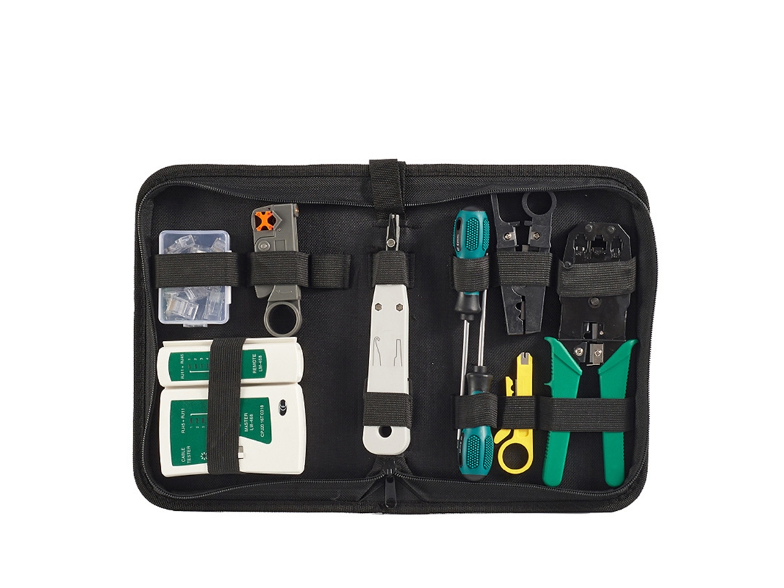 Kit De Ferramentas De Rede: Testador De Cabos, Pelacabos, Cortador De Cabo, Conector Modular E Estojo De Armazenamento