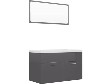 Conjunto de Móveis  3070882 (Cinzento - Aglomerado de Madeira - 80x38.5x46 cm)