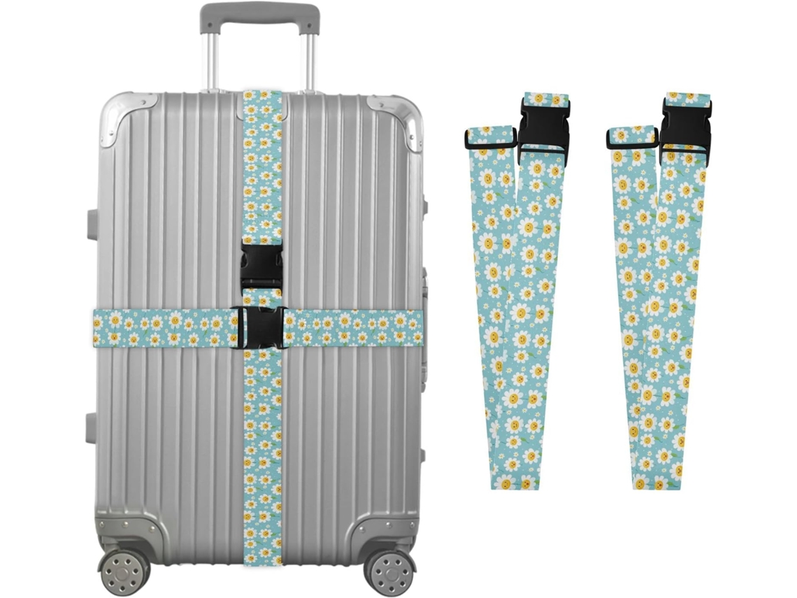 Conjunto De 2-cintas Bagagem Happy Daisy Com Estampa Floral, Cintas De Viagem, Acessórios Para Cinto, Conector De