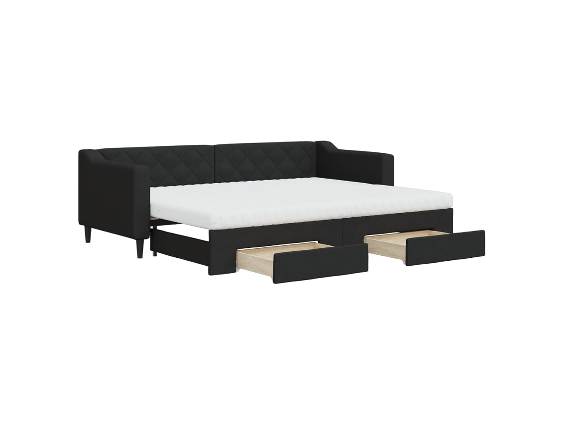 Daybed With Trundle, Daybeds With Trundles Vidaxl Preto Tecido (80 X 200 Cm)
