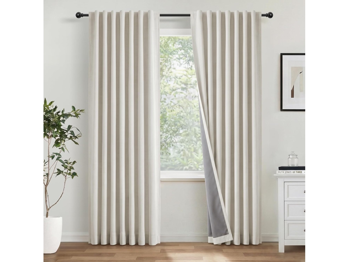 Cortinas Bege 100% Escuras 2 Pçs