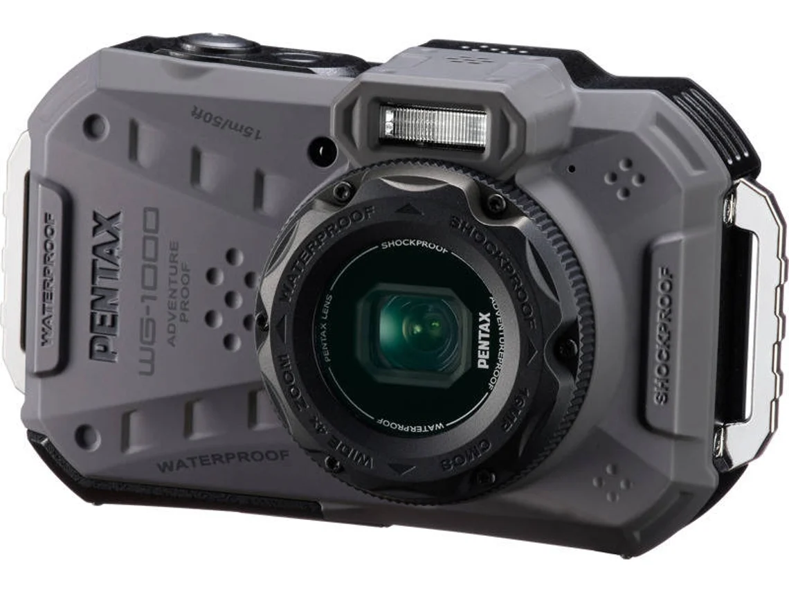 Máquina Fotográfica Compacta Aquática PENTAX WG-1000 (Cinzento - 19 MP - ISO: 125 a 3200 - Zoom Ótico: 4x)