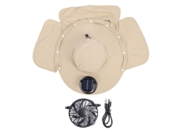 Chapéu Solar com Ventilador Usb Recarregável Khaki