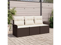 Vidaxl Conjunto De Sofá De Jardim 3 Unid. Castanho Rattan Sintético